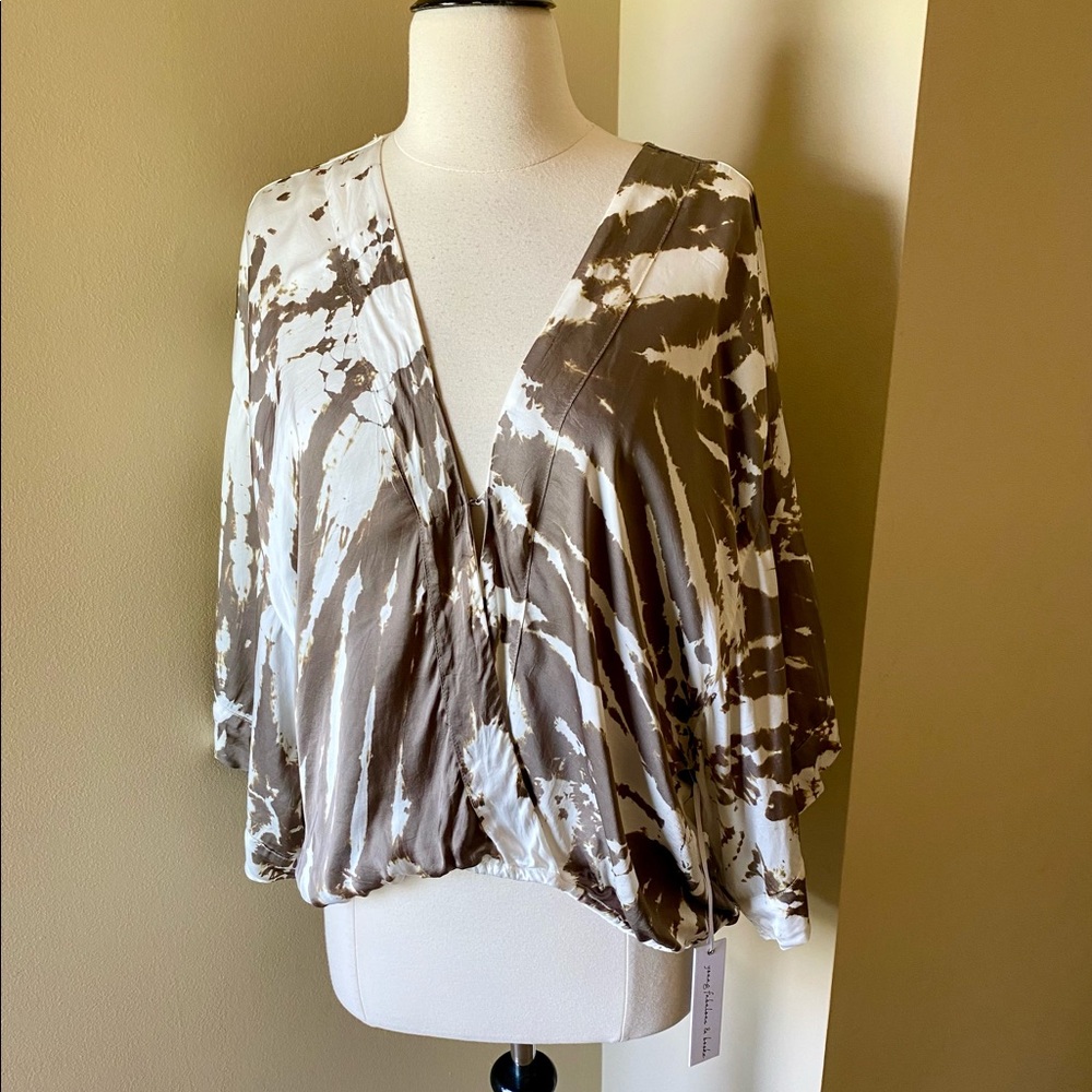 Young Fabulous & Broke Brown and White Blouse